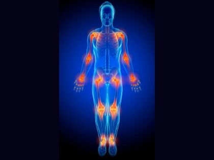 Illustration of a human figure with the joints glowing orange