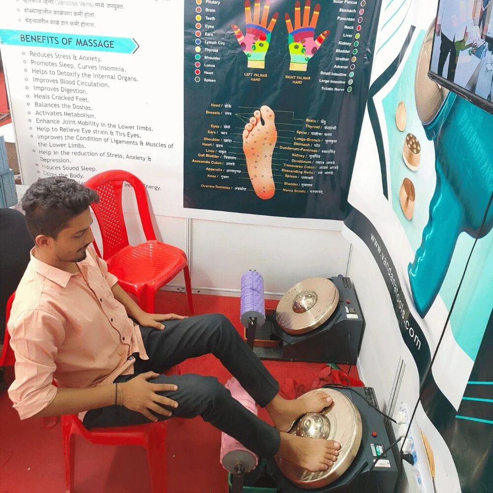 Kansya Thali Foot Massager with Built-in Chair for Sitting by Vandana Tools (Model: KT10)
